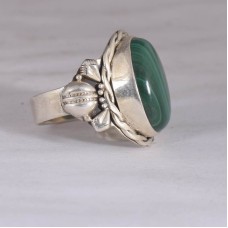 Malachite gemstone ring, handmade ring, sterling silver ring